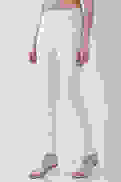 White Solid Cotton Lycra Straight Pants image number 2