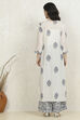 White and Blue Cotton Printed Unstitched Suit Set image number 5