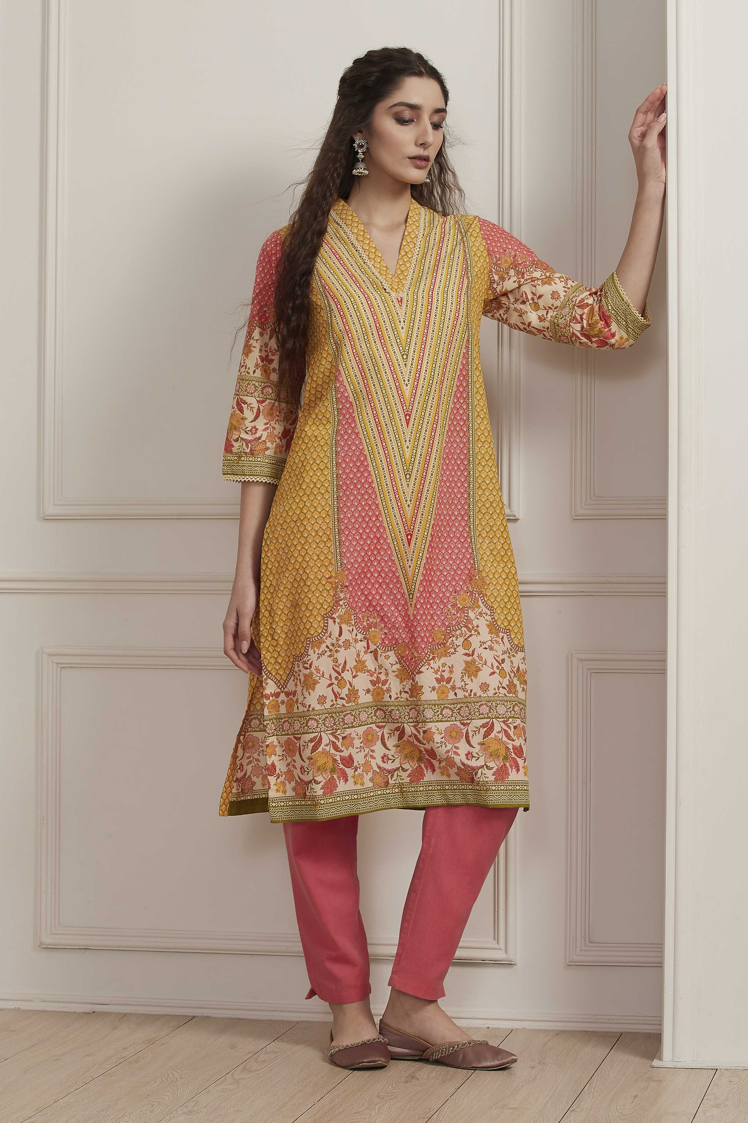 Red Cotton Straight Kurta image number 0