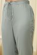 Off White Art Silk Straight Kurta Pant Suit Set image number 2