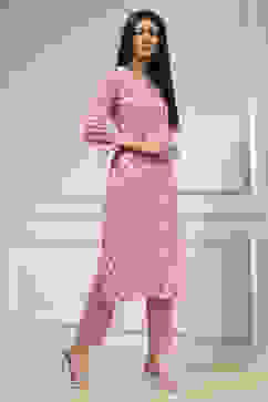 Pink Cotton Screen Print Unstitched Suit Set image number 6