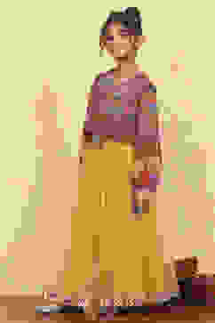 Yellow Polyester Printed Kalidar Lehenga Set image number 3