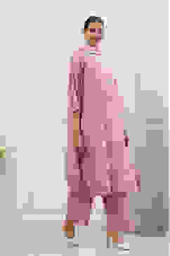 Pink Schiffli Embroidery Straight Suit Set image number 5