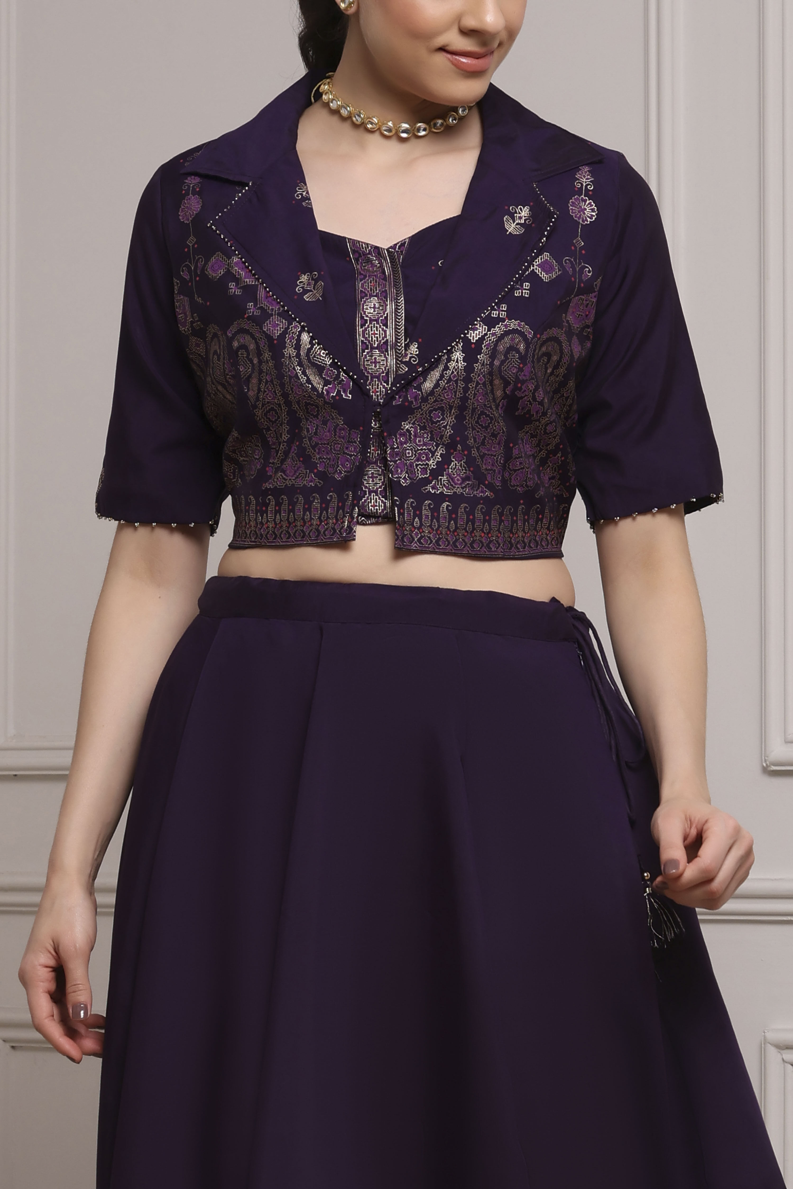 Black Viscose Rayon Regular Lehenga Set image number 7