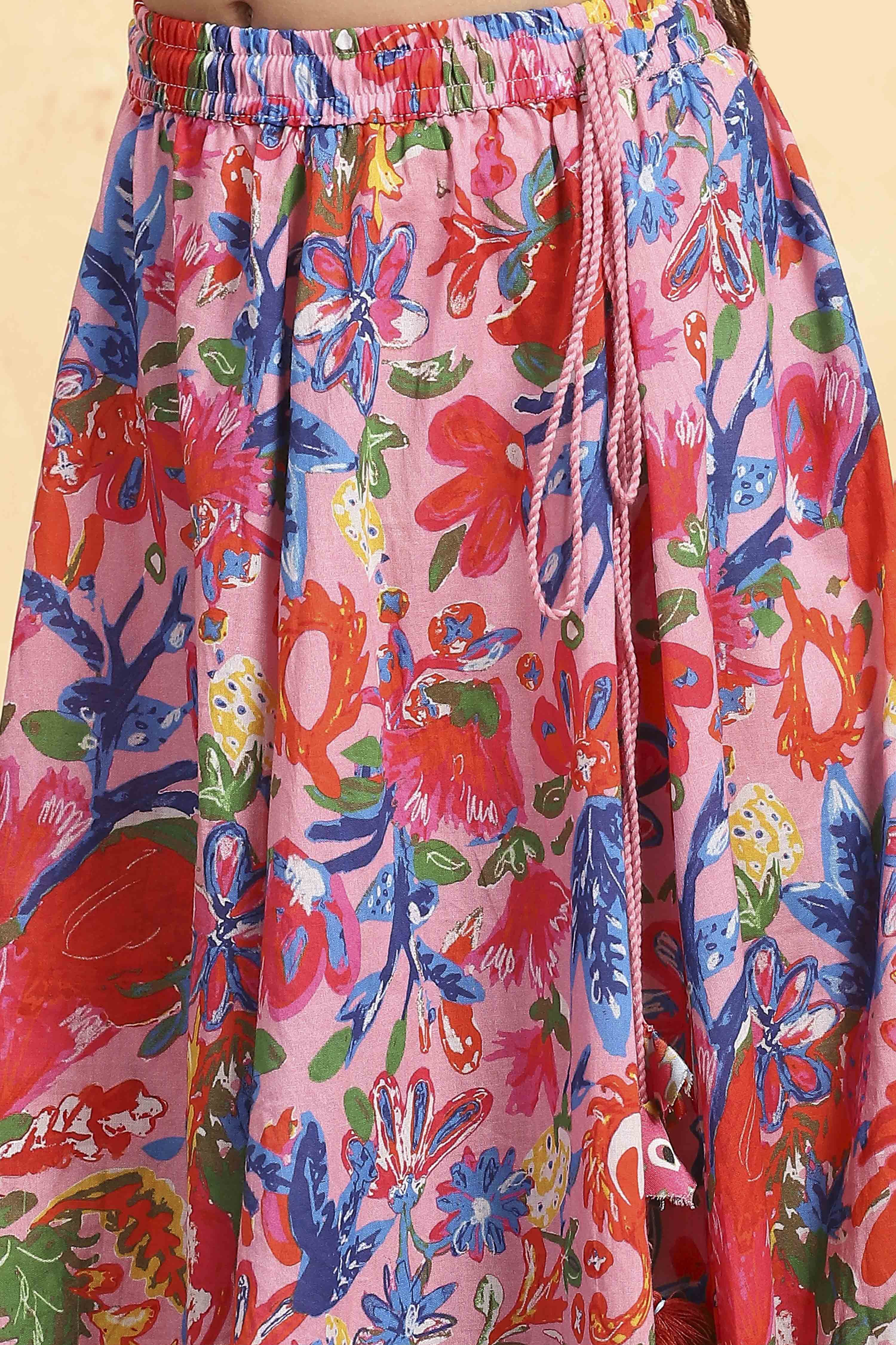 Pink Viscose Short Top Lehenga Set image number 2