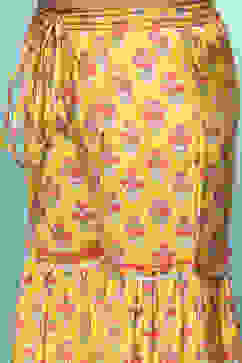 Yellow Poly Viscose Straight Printed Suit Set image number 2