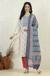 Grey Cotton Printed Embroidered Unstitched Suit Set image number 7