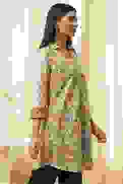 Honey Beige Cotton Floral Short Straight Kurta image number 4