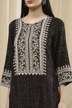 Black Viscose Blend Straight Kurta image number 1