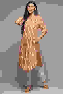 Orange Rayon Straight Printed Kurta image number 0