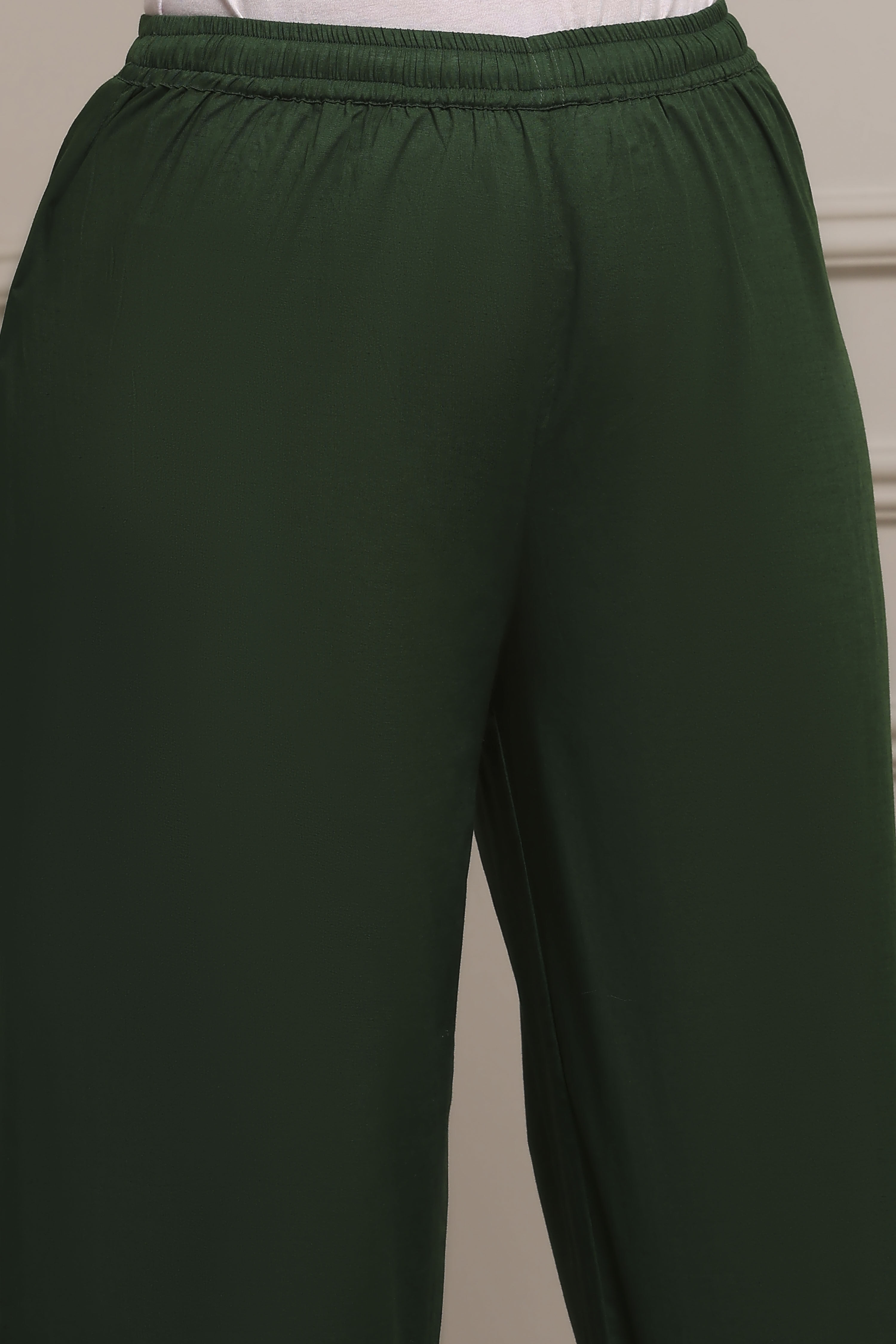 Beige and Green Cotton Printed Anarkali Suit Set image number 2