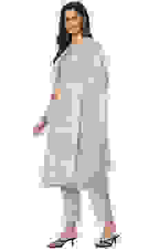 Light Blue Cotton Unstitched Suit Set image number 6