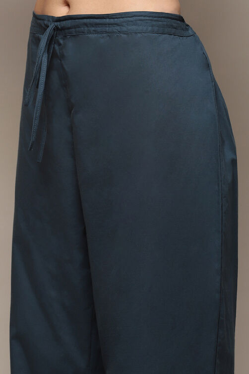 Blue Voile Relaxed Kurta Palazzo Suit Set image number 2