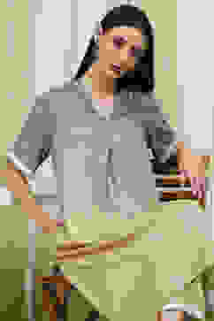 Grey and Beige Printed Straight Co-ord Set image number 0