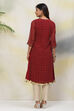 Rust Straight Art Silk Printed Kurta image number 4