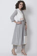 Grey Cotton A-Line Yarndyed Kurta image number 3