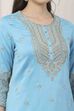 Yellow Silk Chanderi Sequin Embroidered Straight Suit Set image number 1