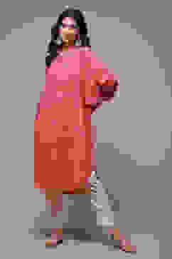 Red Rayon Straight Printed Kurta image number 0