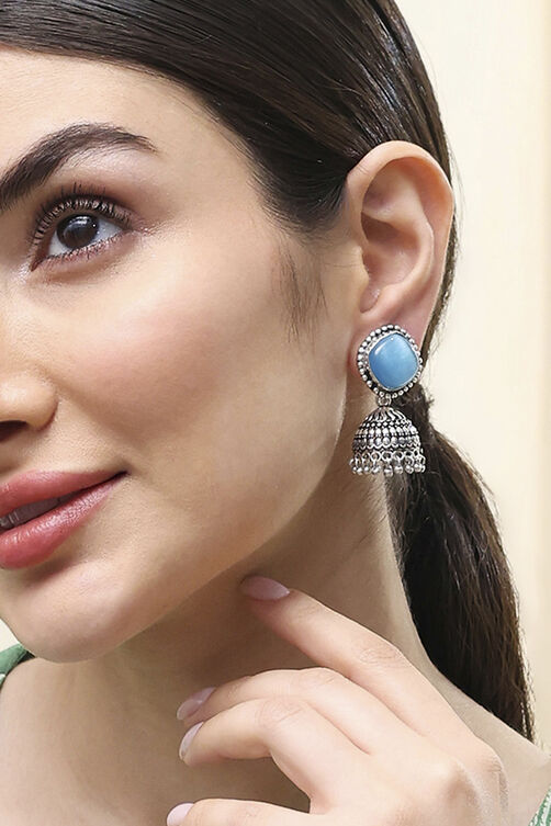 Light Blue Brass Jhumka image number 1