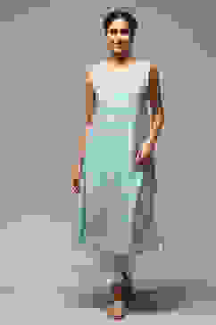 Teal LIVA Blend Straight Printed Kurta image number 2