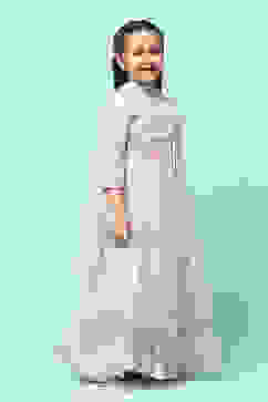 Lilac Nylon Kalidar Kurta Lehenga Set image number 6