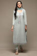 Light Green Muslin Lace Unstitched Suit Set image number 2