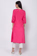 Fuchsia Viscose A-Line Printed Kurta image number 4