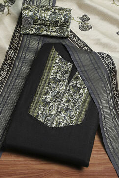 Black Cotton Modal Digital Print Unstitched Suit Set image number 0