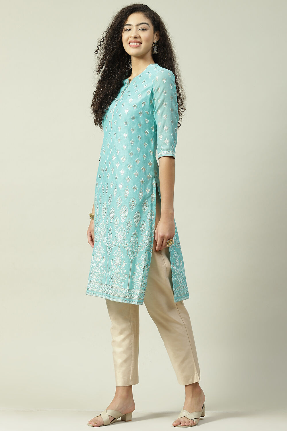 Yellow Art Silk Straight Kurta image number 2