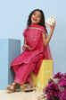 Dark Pink Polyester Straight Printed Suit Set
