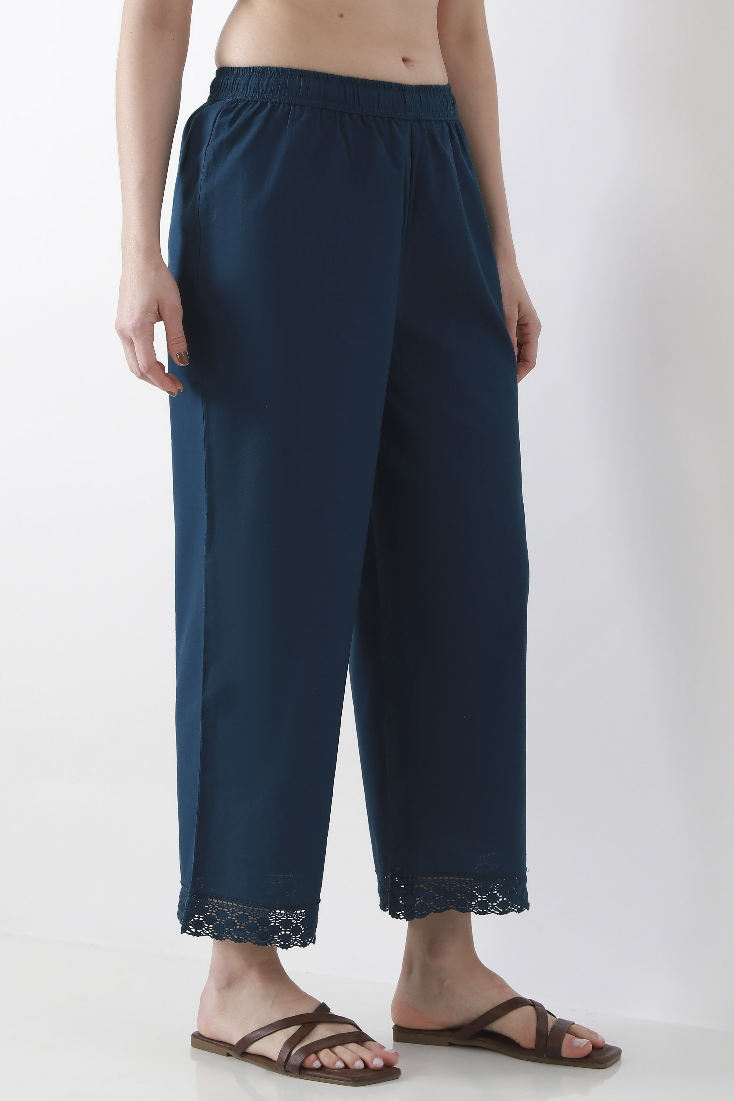 Natural Cotton Straight Palazzos image number 3