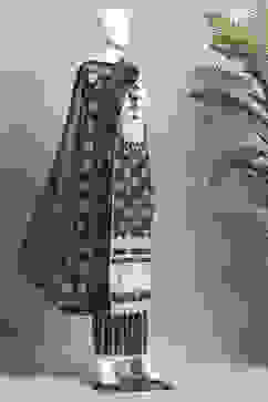 Purple Cotton Unstitched Suit Set image number 4