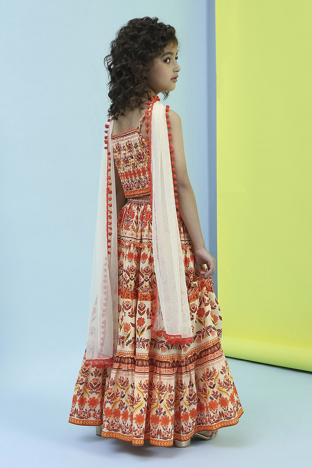 Multi-Colored Cotton Lehenga Set image number 4