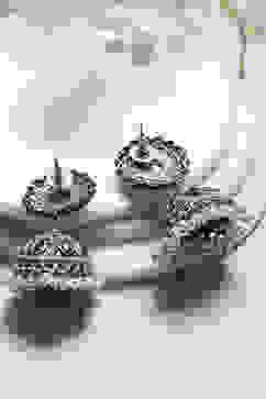 Blue White Brass Jhumka image number 2