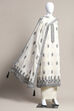 Cream Chanderi Unstitched Suit Set image number 0