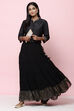 Black Straight Art Silk Shirt Embroidered Kurti image number 6