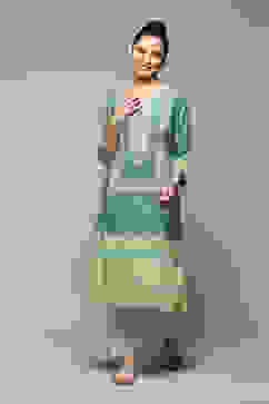 Green LIVA Straight Printed Kurta image number 5