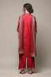 Sap Green Art Silk Straight Kurta Palazzo Suit Set image number 4