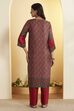 Rust Viscose Blend Straight Suit Set image number 5