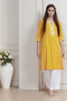 Yellow Cotton Solid Straight Kurta image number 0