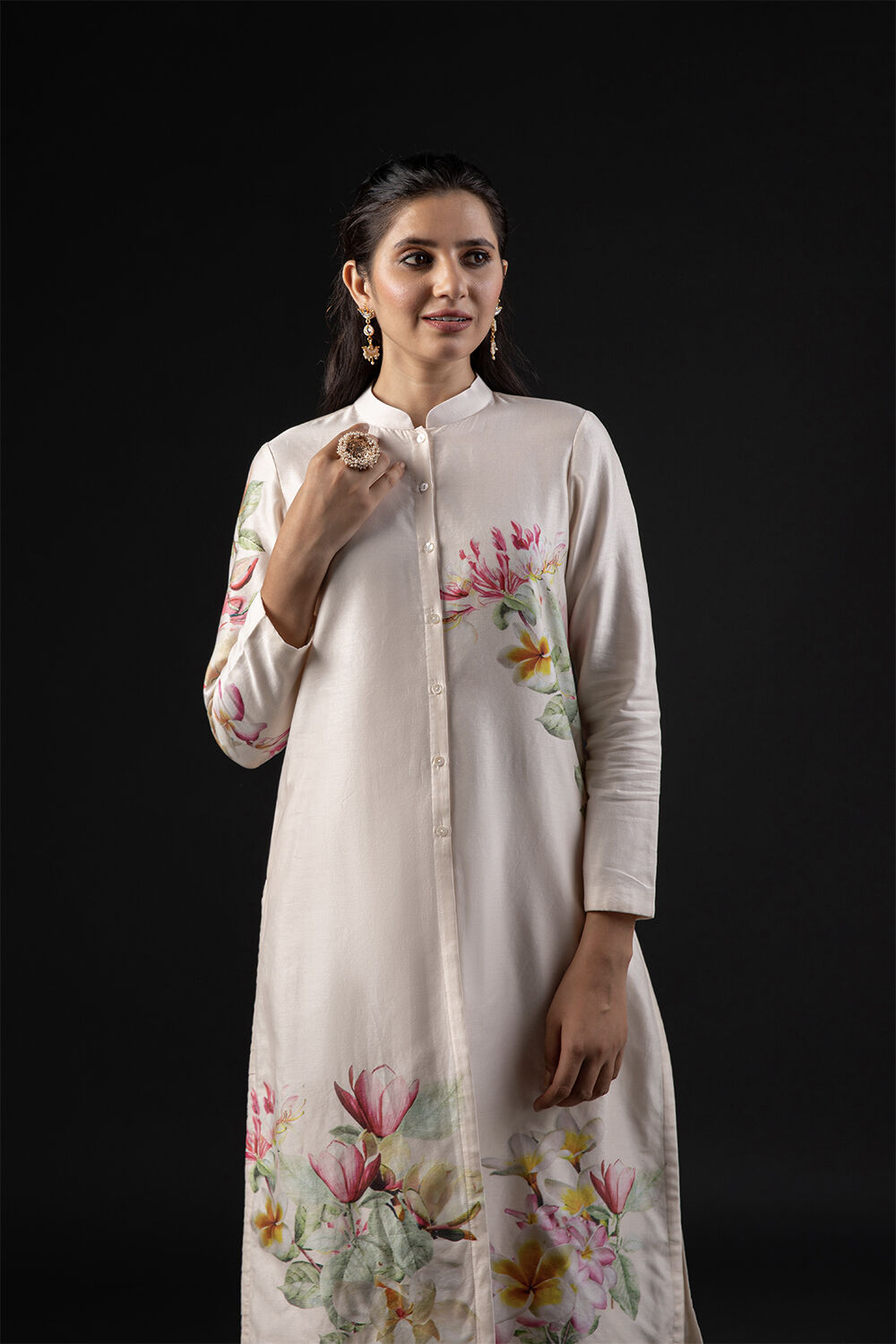 Rohit Bal Ivory Cotton Silk Straight Printed Suit Set image number 1