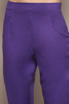 Pink & Purple Voile Straight Printed Kurta Slim Pant Suit Set image number 2