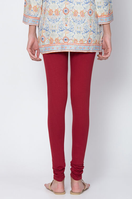 Fuschia Cotton Blend Solid Churidar image number 3