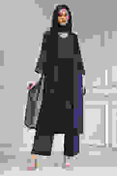 Blue Solid Gathered Suit Set image number 6