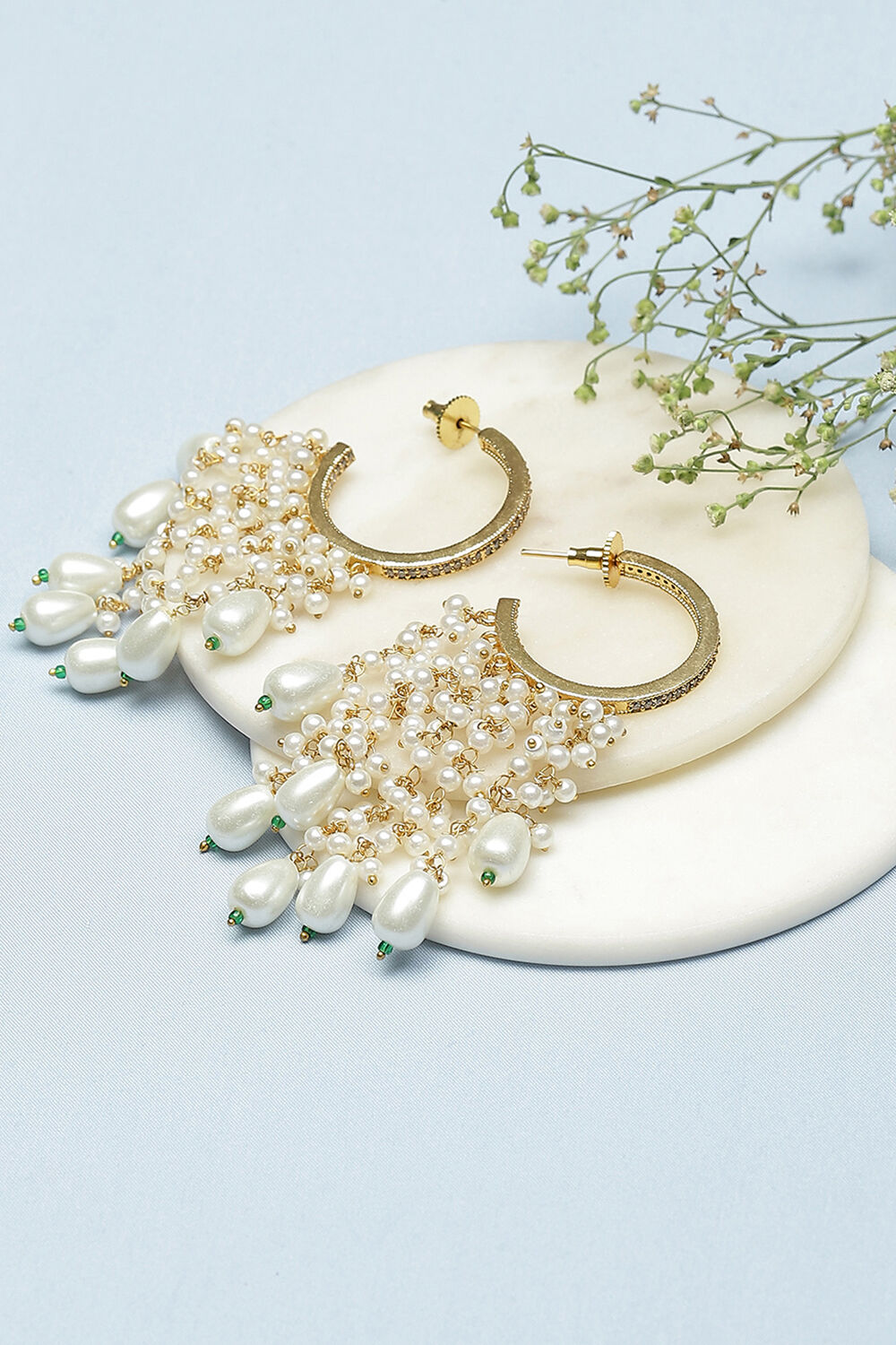 Pearl Brass Earrings image number 0