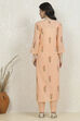 Peach Cotton Hand Block Print Unstitched Suit Set image number 5