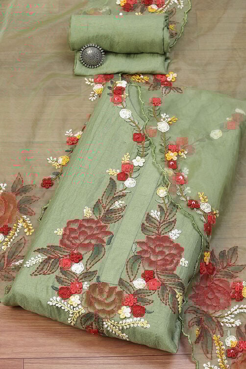 Yellow Cotton Blend Digital Print Unstitched Suit Set image number 0