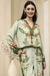Green Viscose Blend Straight Printed Fusion Set image number 7