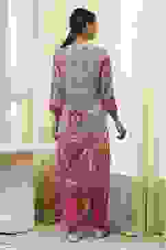 Pink Printed Straight Kurta image number 3