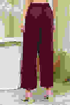 Berry Maroon Solid Straight Palazzos image number 5